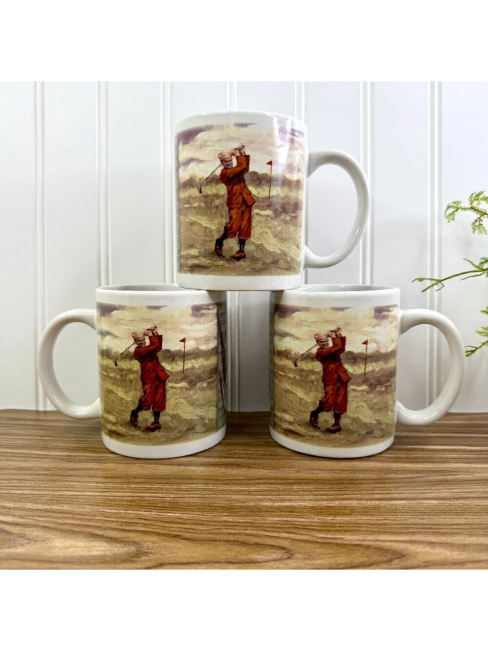 Vintage 3 Thirstystone Ceramic Golf Coffee Mugs 2003 Putt Birdie Nostalgic
